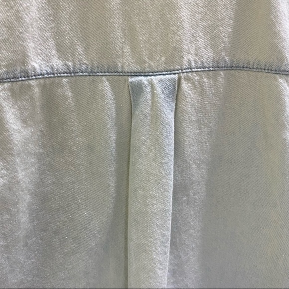 American Apparel 100% Cotton Light Denim Sleeveless Cropped Button-Down Tank Top - Picture 6 of 8